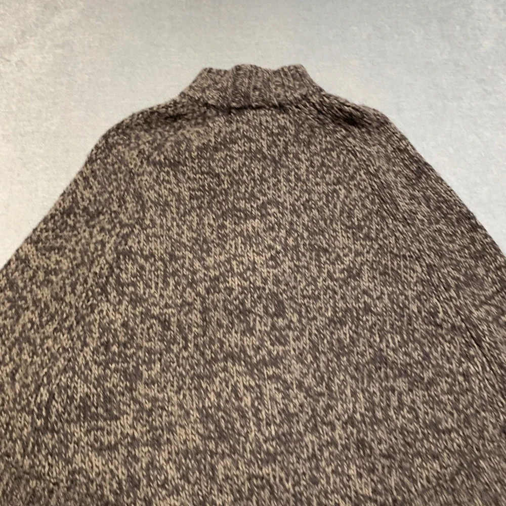 Michael Kors Cape Poncho Sweater Womens M Grey Wool Knit Toggle Button Mock Neck